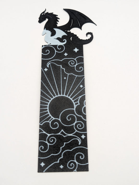 Black & White Dragons with the Sun Bookmark